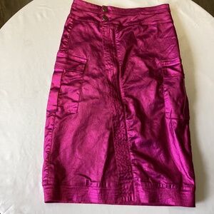 Metallic pink cargo skirt